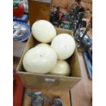 HALF A DOZEN OSTRICH EGGS, ALL BLOWN (ONE CRACKED) (6)