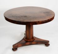 VICTORIAN ROSEWOOD BREAKFAST TABLE, the circular, tilt top, set above a plain, tapering column,