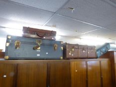 LONDON 'MOSSMAN' MADE CABIN TRUNK, WOOD BOUND CABIN TRUNK, LEATHER SUITCASE, LEATHER SATCHEL BAG AND