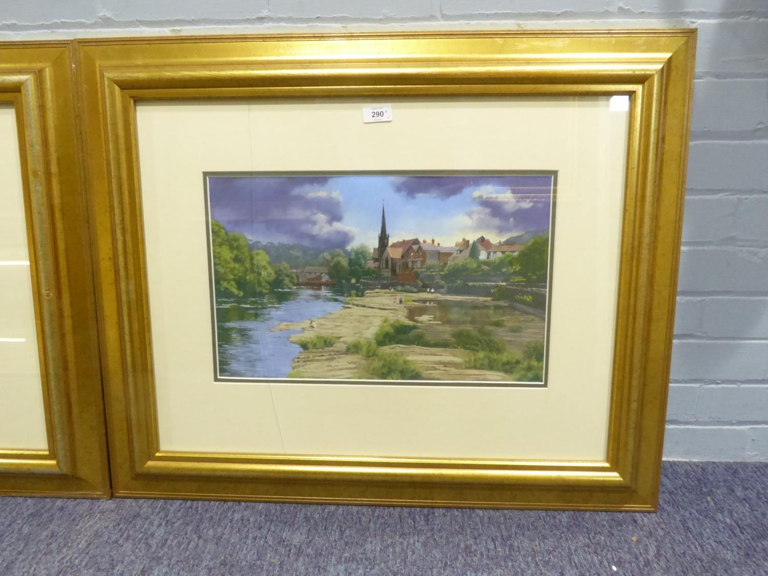 BRYAN ROE, OIL PASTEL MOORLAND FARM, FRAMED AND GLAZED AND ANOTHER VILLAGE AND RIVER, FRAMED AND