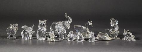 COLLECTION OF TWELVE SWAROVSKI AND SIMILAR CUT GLASS SMALL MODELS OF ANIMALS, including: ELEPHANT