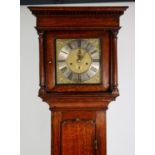 (JOHN) WO(O)LLEY, CODNOR, LATE EIGHTEENTH CENTURY OAK LONGCASE CLOCK, the 10” brass dial with