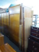 G-PLAN TEAK BEDROOM SUITE, VIZ 2 WARDROBES WITH TWO SLIDING DOORS AND TOP BOXES, A CHEST OF SIX