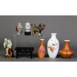 EIGHT MODERN SMALL ORIENTAL ITEMS, comprising: INSIDE PAINTED GLASS VASE, CLOISONNÉ DOG OF FO,