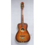 GALLO, Gallotone Champion Guitar, GUARANTEEED NOT TO SPLIT label in the body of the guitar, made