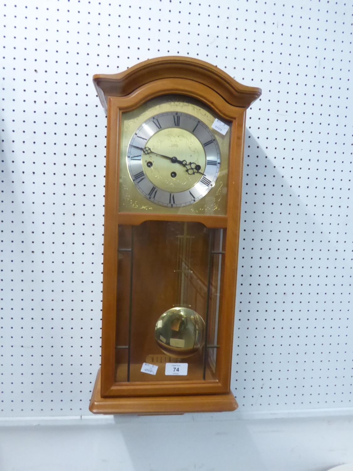 MODERN SMALL CHERRYWOOD CASED WALL CLOCK