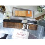 NOVESTEL BOXED DESIGNER 'MARAE' GENTS WRIST WATCH, WITH QUARTZ MOVEMENT, WITH OLD GUARANTEE