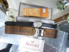 NOVESTEL BOXED DESIGNER 'MARAE' GENTS WRIST WATCH, WITH QUARTZ MOVEMENT, WITH OLD GUARANTEE