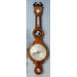 EARLY NINETEENTH CENTURY BOXWOOD AND EBONY STRUNG MAHOGANY BANJO BAROMETER with 10” silvered dial,