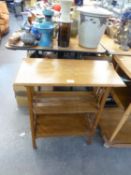 ARTS AND CRAFTS STYLE OAK THREE TIER OPEN BOOK RACK/OCCASIONAL TABLE