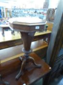 A VICTORIAN MAHOGANY OCTAGONAL WORK BOX