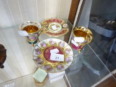 PAIR OF 'VIENNA' STYLE CABINET CUPS AND SAUCERS