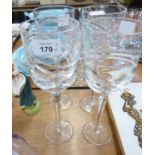 FOUR JASPER CONRAN DESIGN TALL HEAVY QUALITY STEM WINES, POSSIBLY IN THE 'AURA PATTERN OR