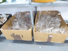 LARGE SELECTION OF MOULDED, CUT AND OTHER STEM WINES, TUMBLERS ETC... INCLUDES SET OF FOUR HEAVY