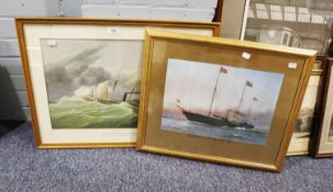 TWO MODERN REPRODUCTION SHIPPING PRINTS ‘The Royal Yacht, Victoria and Albert 1855’ 10 ¼” x 15” (