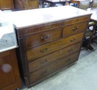A GEORGE III MAHOGANY CHEST OF TWO OVER THREE DRAWERS, WITH TWO SECRET DRAWERS TO THE FRIEZE, (