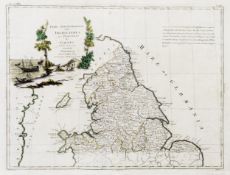 AFTER G ZULIANI BY G PITTERI ANTIQUE HAND COLOURED MAP OF THE NORTHERN PART OF ENGLAND AND WALES 12”