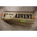 APPROXIMATELY 65 RELIGIOUS CALENDAR SIGNS (50cm x 12cm)