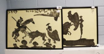 A PAIR OF PICASSO BLACK AND WHITE PRINTS, BULLFIGHTS