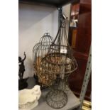 TWO WIRE BIRDCAGE PATTERN HANGING BASKETS