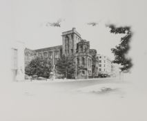 MARC GRIMSHAW ARTIST SIGNED LIMITED EDITION PRINT OF A PENCIL DRAWING 'Rylands Library, Deansgate,