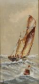 UNATTRIBUTED (EARLY TWENTIETH CENTURY) PAIR OF WATERCOLOURS Fishing smacks on rough seas