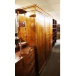 LATE NINETEENTH CENTURY MAHOGANY TRIPLE WARDROBE, HAVING FITTED SINGLE SECTION AND DOUBLE HANGING