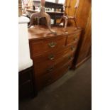 A MAHOGANY BOW FRONTED CHEST OF DRAWERS, HAVING TWO SHORT OVER THREE LONG DRAWERS (A.F.)