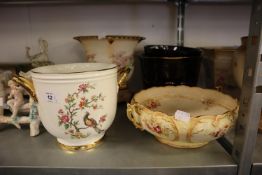 THREE PIECES OF FIELDING, ETC., DEVON WARE JARDINIÈRES, A TWO HANDLED BOWL (AS FOUND) AND 3 OTHER