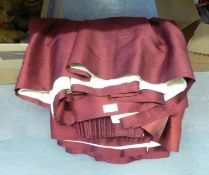 TWO PAIRS OF MAROON LINED AND INTERLINED CURTAINS (H 150cm x W 180cm) (H150cm x W 300cm)