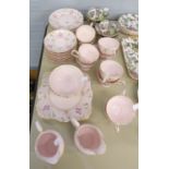 TUSCAN FINE ENGLISH BONE CHINA PRE-WAR TEA SERVICE, SUFFICIENT FOR 10 PERSONS, PINK WITH FLORAL