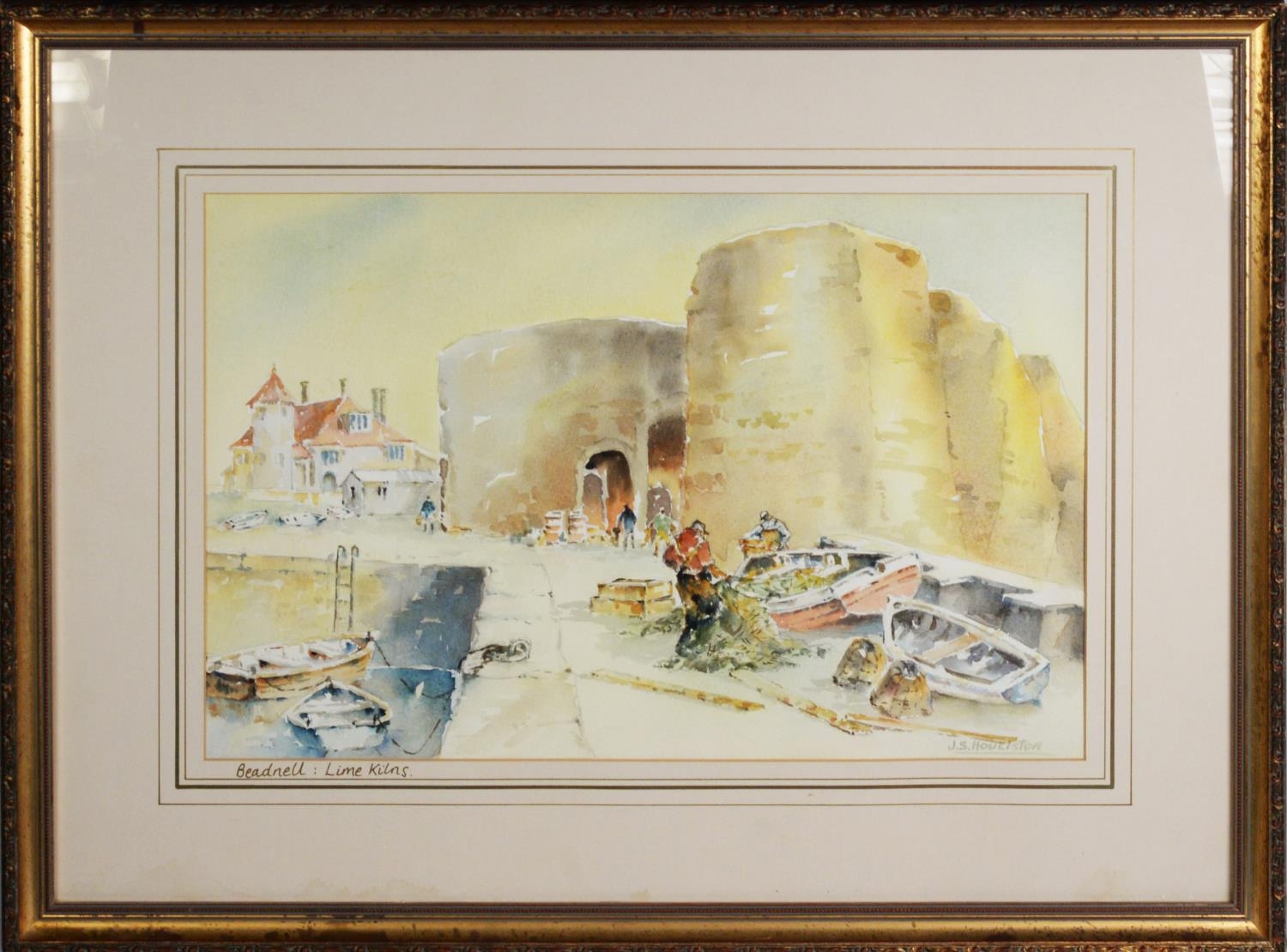 JOHN S HOULISTON (TWENTIETH CENTURY) WATERCOLOUR ‘Beadnell, Lime Kilns’ Signed and titled 13” x - Image 2 of 2