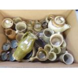 LARGE GROUP OF STUDIO POTTERY TO INCLUDE; MAINLY CUPS, JUGS AND BEAKERS (QUANTITY)