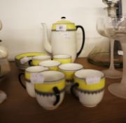 A 15 PIECE 1930's FOLEY CHINA COFFEE SERVICE IN YELLOW AND BLACK