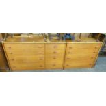 A TEAK STAG CHEST OF FOUR LONG GRADUATED DRAWERS ALONG SIDE FOUR SMALL GRADUATED DRAWERS AND A TEAK,