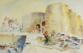 JOHN S HOULISTON (TWENTIETH CENTURY) WATERCOLOUR ‘Beadnell, Lime Kilns’ Signed and titled 13” x