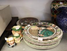 SET OF EIGHT ROYAL DOULTON SERIES PLATES TO INCLUDE; 'THE MAYOR', 'BURNS', 'THE SQUIRE' ETC.. ALSO