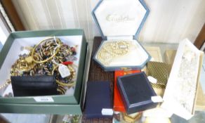 QUANTITY OF COSTUME JEWELLERY, viz a rolled gold bangle, approximately 30 pairs of costume earrings,