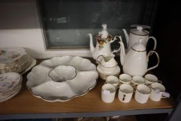 FOLEY WHITE CHINA PART COFFEE SERVICE FOR EIGHT PERSONS, 17 PIECES, (ONE SAUCER MISSING); THOMAS