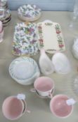 QUEEN ANNE ENGLISH BONE CHINA COFFEE SET, FOR 6 PERSONS, WITH LEAF DECORATION AND SCROLL BORDERS VIZ