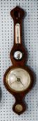 GEORGE III BOXWOOD STRUNG MAHOGANY BANJO BAROMETER, with 8” silvered dial, convex mirror,