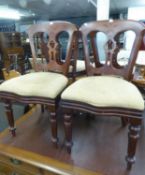 A SET OF FIVE LATE VICTORIAN MAHOGANY DINING CHAIRS (5)