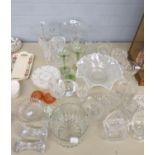 A 'LUMINARC' FRENCH LEAD CRYSTAL TWO HANDLED ICE BUCKET; A HEAVY CUT GLASS GLOBULAR PICKLE JAR AND