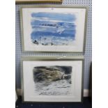 JAL POV? TWO PAIRS OF ARTIST SIGNED LIMITED EDITION COLOUR PRINTS Oyster Catchers Wolf’s Winter