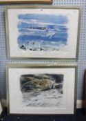 JAL POV? TWO PAIRS OF ARTIST SIGNED LIMITED EDITION COLOUR PRINTS Oyster Catchers Wolf’s Winter