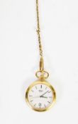 SEIKO QUARTZ OPEN FACED POCKET WATCH in gold plated case engraved with initials D.F.C., the white