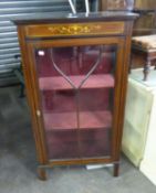 A MAHOGANY DISPLAY CABINET, WITH PAINTED ‘INLAY’ ASTRAGAL GLAZED DOORS