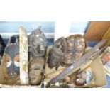 GOOD COLLECTION OF MID TWENTIETH CENTURY AFRICAN TRIBAL MASKS, SOME WITH PIGMENTED DECORATION, ONE