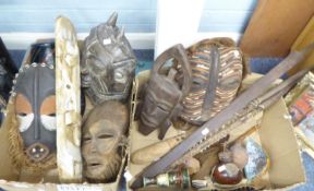 GOOD COLLECTION OF MID TWENTIETH CENTURY AFRICAN TRIBAL MASKS, SOME WITH PIGMENTED DECORATION, ONE