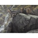 THREE ARTIST SIGNED PRINTS OF ANIMALS ROBERT BATEMAN ‘On the Brink- River Otters’ (116/250) 21 ½”